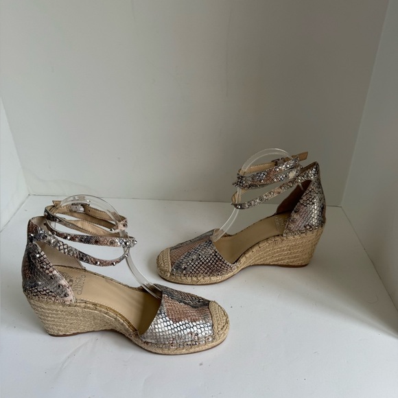 Vince Camuto Vanissa Snake spring Leather Espadrille Wedges Size 8